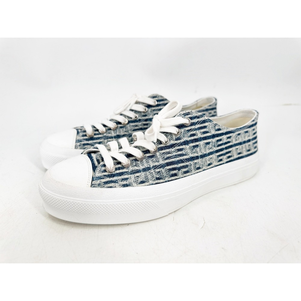 Givenchy City Court Sneakers Mens 43 Blue 4G Monogram Jacquard‎ Luxury Low Top